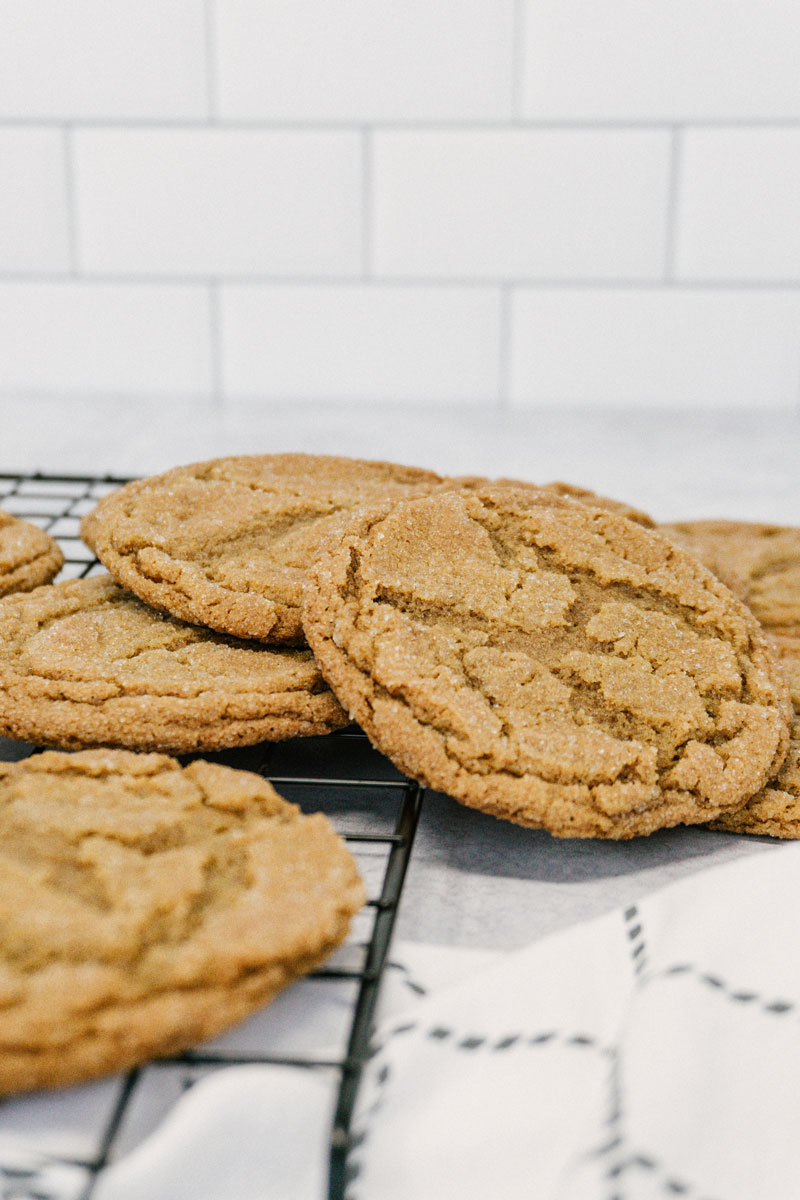 taste before beauty gingersnap cookies layed on a cooling wire rack
