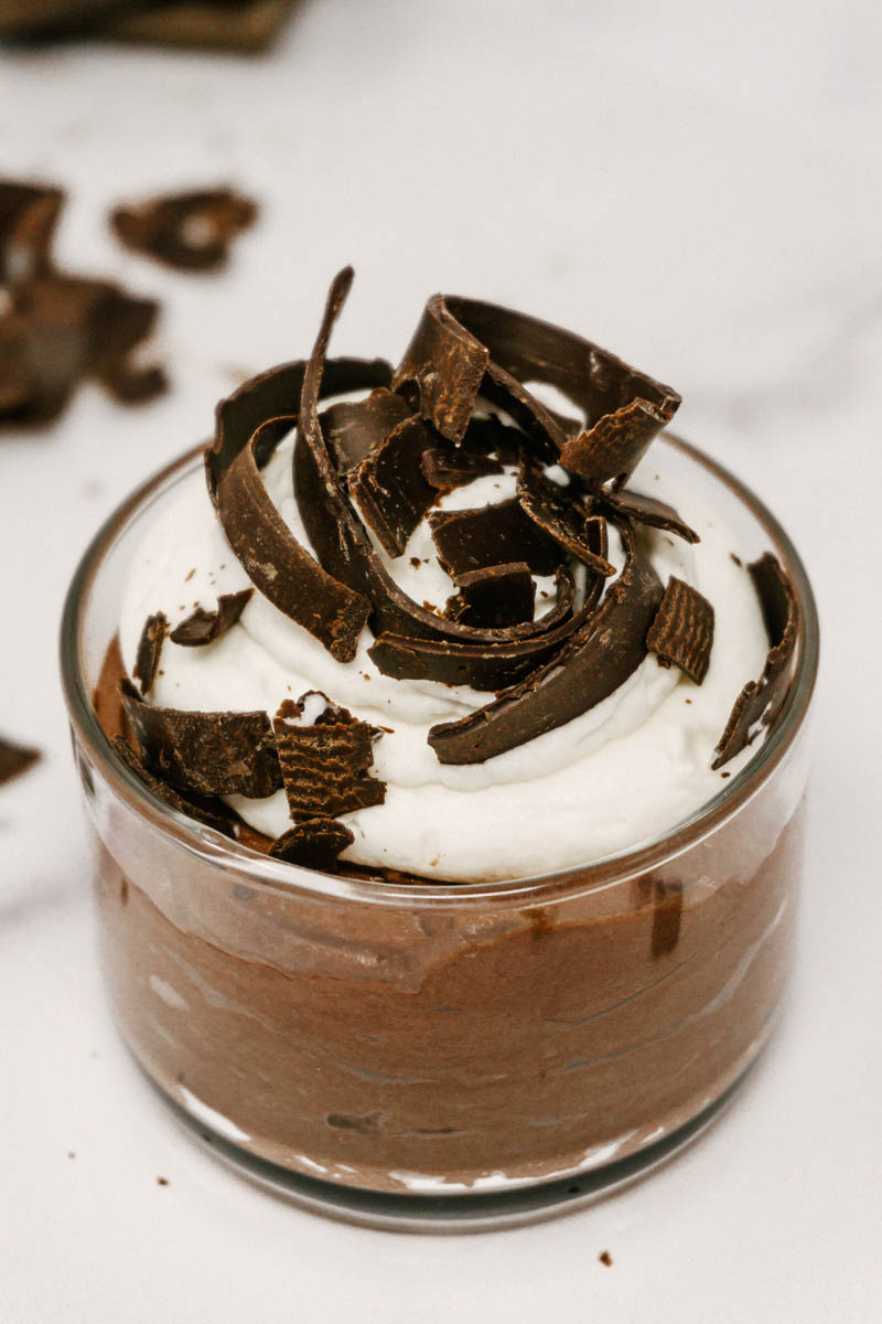 taste before beauty best easy chocolate mousse ini a cup with cream and chocolate shavings