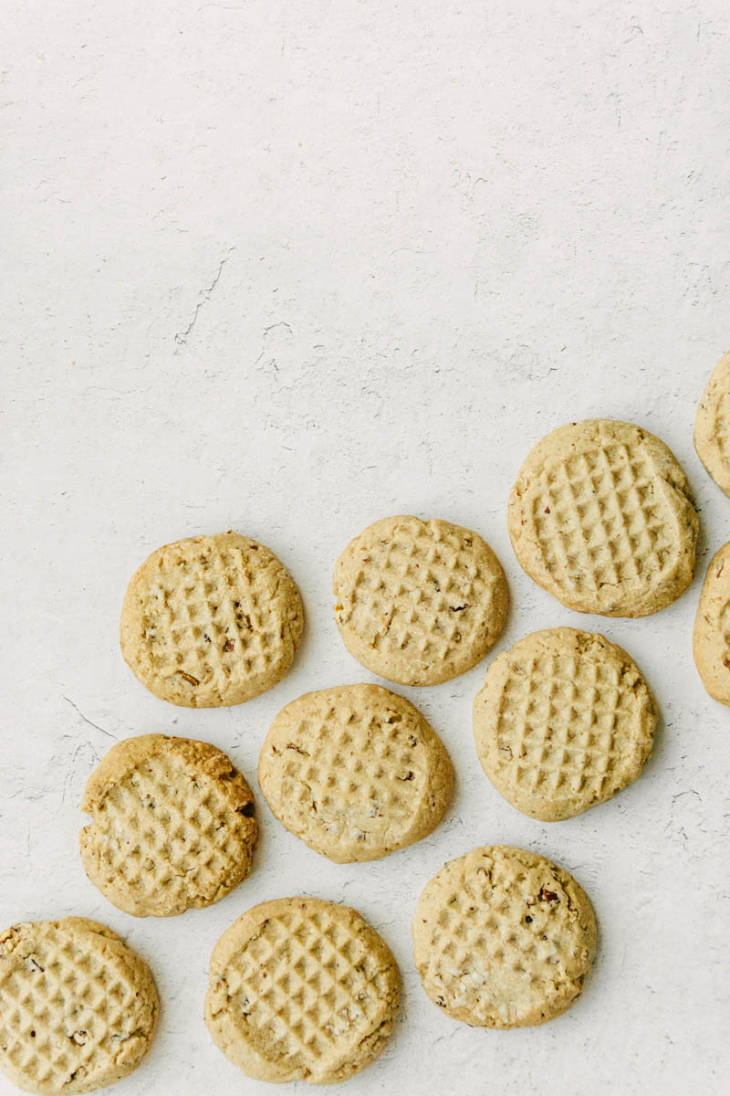 taste before beauty pecan shortbread cookies on table