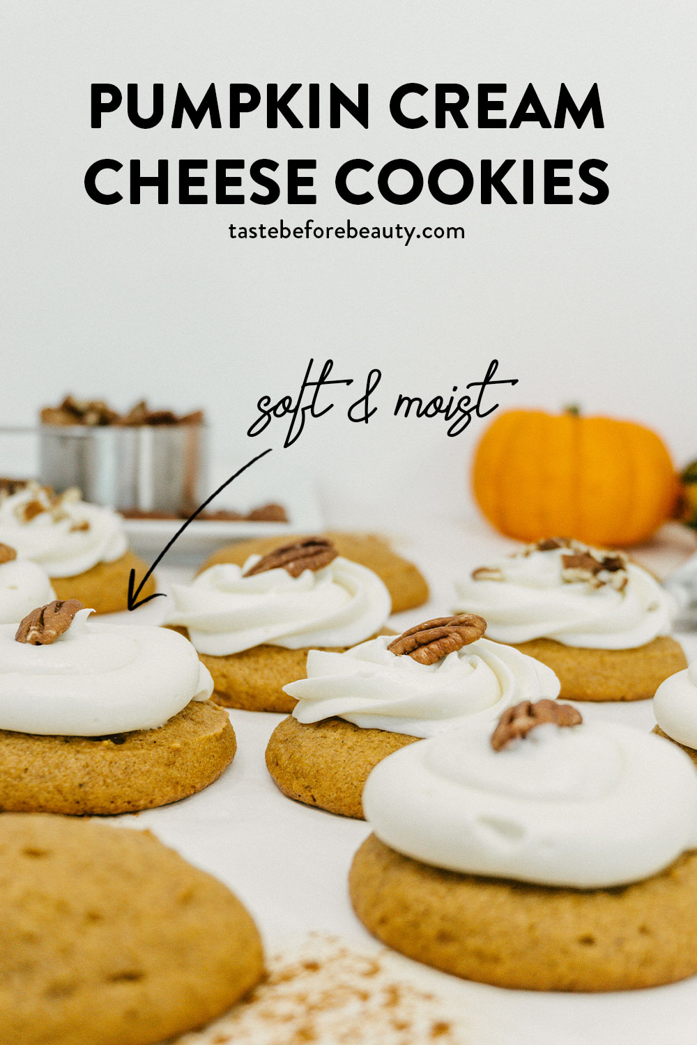 taste before beauty pumpkin cream cheese cookies with walnuts and pumpkins and nuts pinterest pin