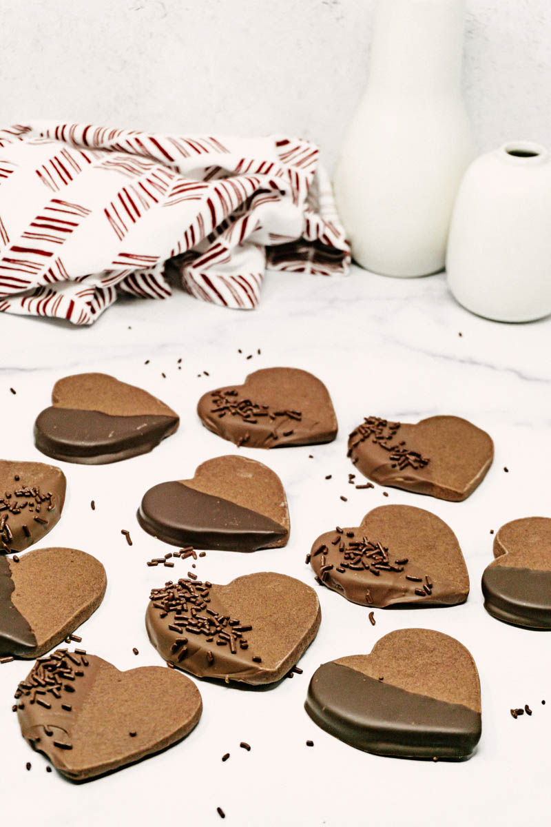 taste before beauty easy crisp chocolate dipped shortbread on table