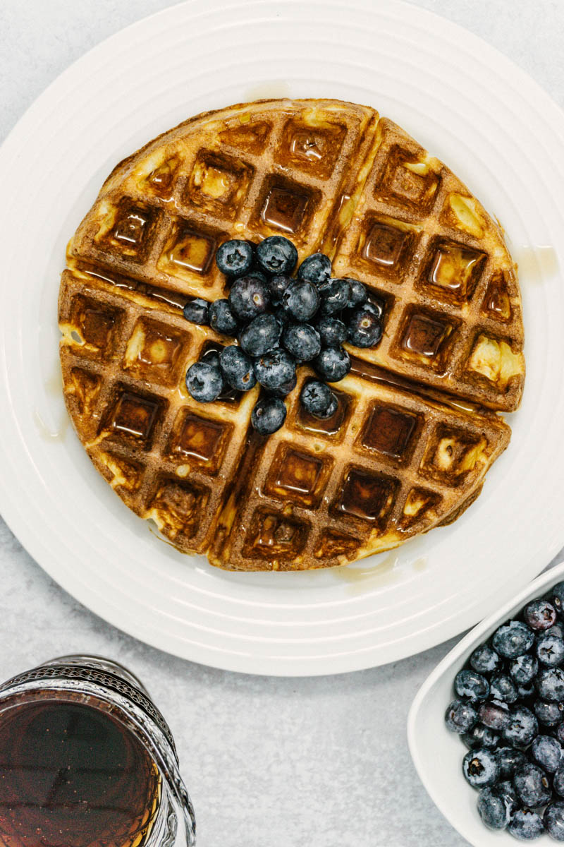 taste before beauty french waffle on plate with blueberries