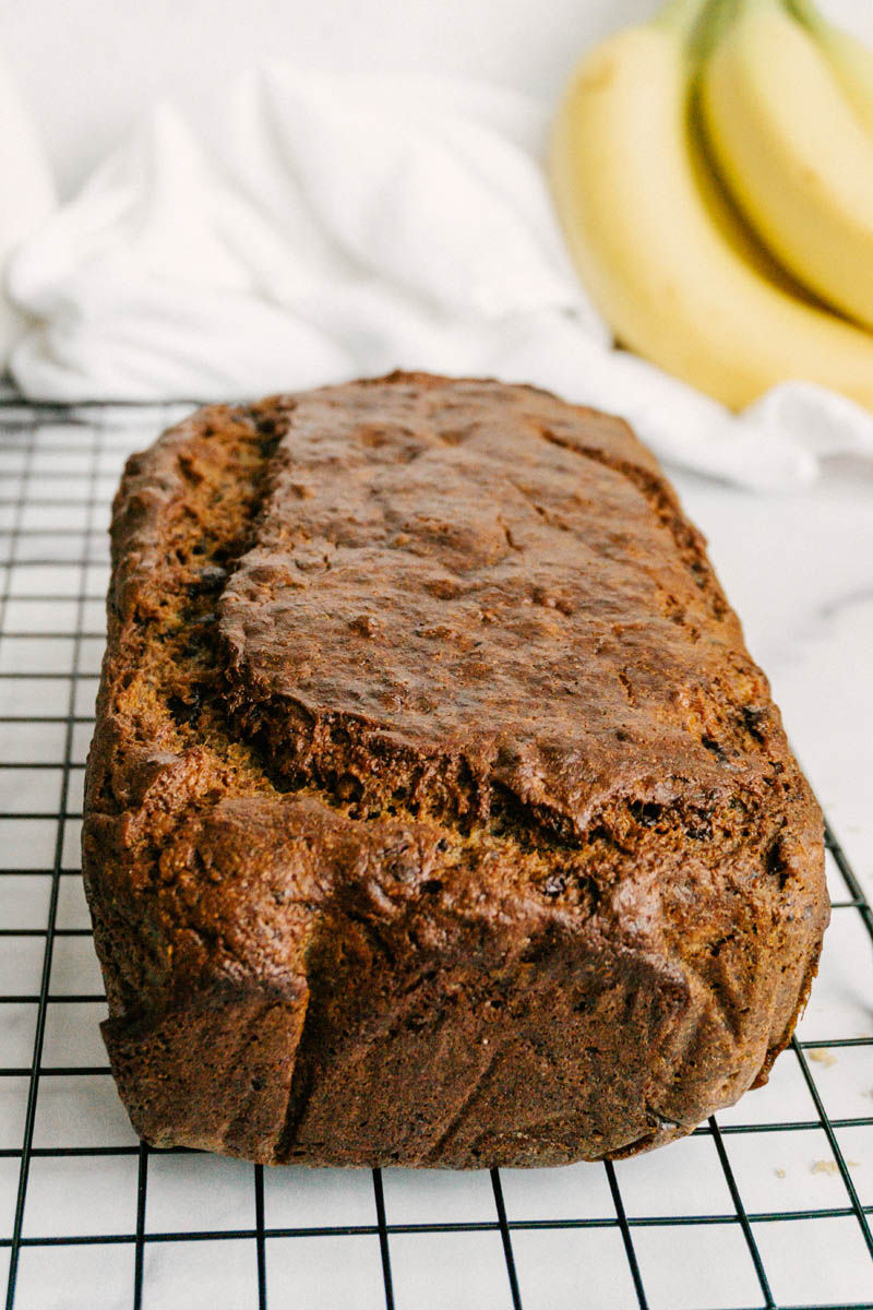 taste before beauty healthy chocolate chip banana bread on rack