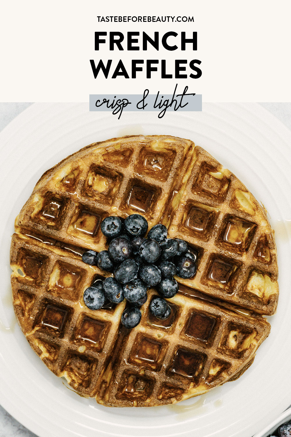 taste before beauty french waffle on plate with blueberries pinterest pin