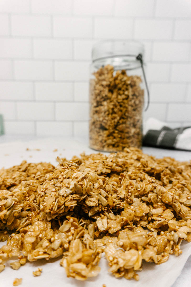 taste before beauty quinoa granola in jar and on table