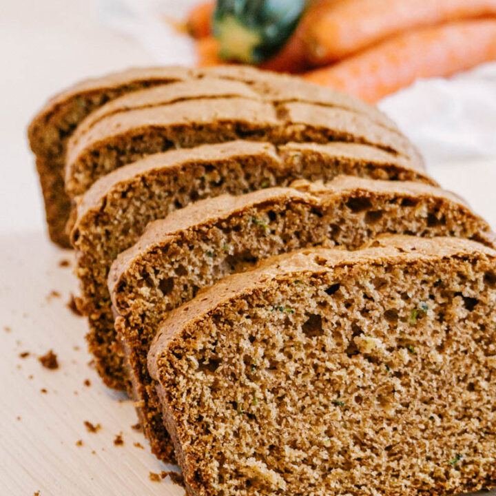 taste before beauty easy zucchini bread slices on cutting board