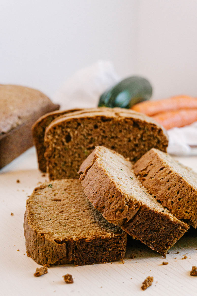 taste before beauty easy zucchini bread cut in slices stacked up