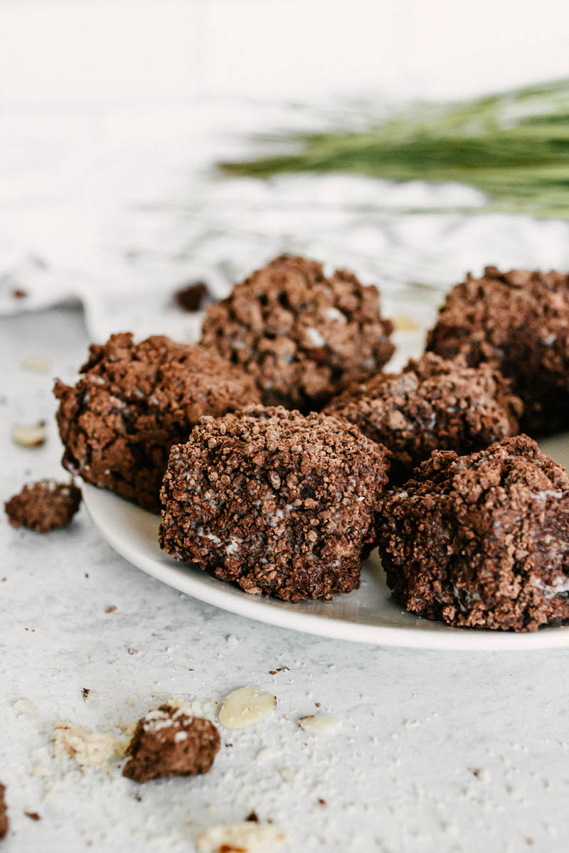 taste before beauty chocolate blarney stones on plate with crumbs