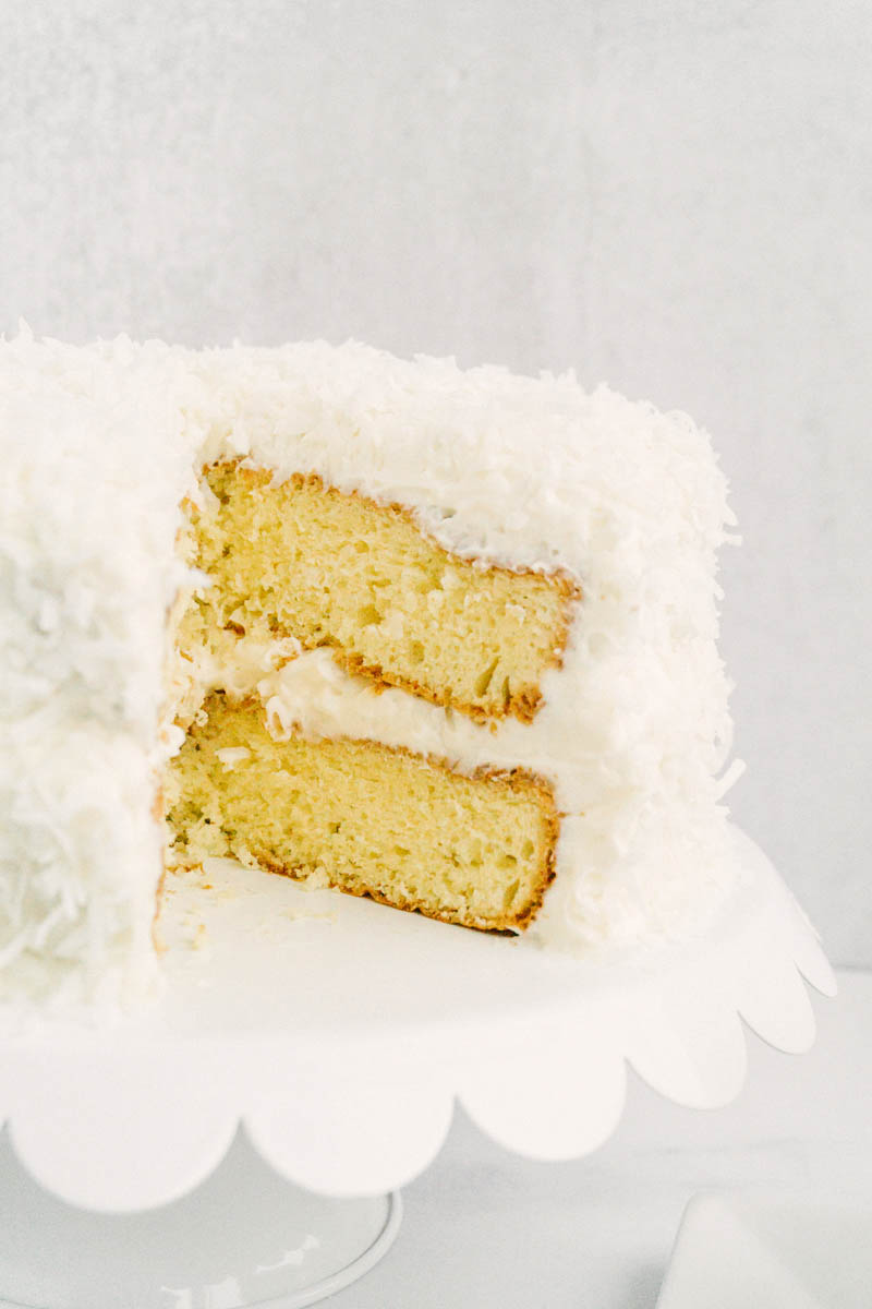 taste before beauty sweet coconut cake sliced open