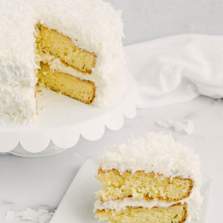 taste before beauty sweet coconut cake and cake slice on plate