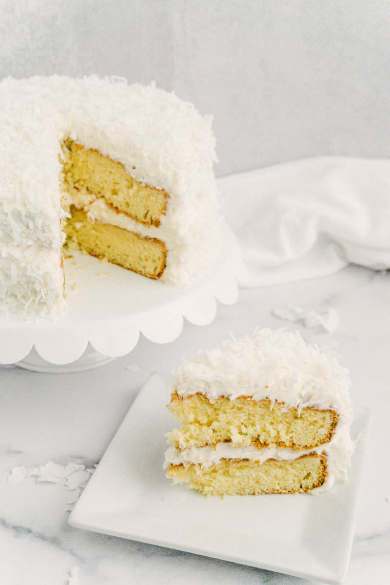 taste before beauty sweet coconut cake and cake slice on plate