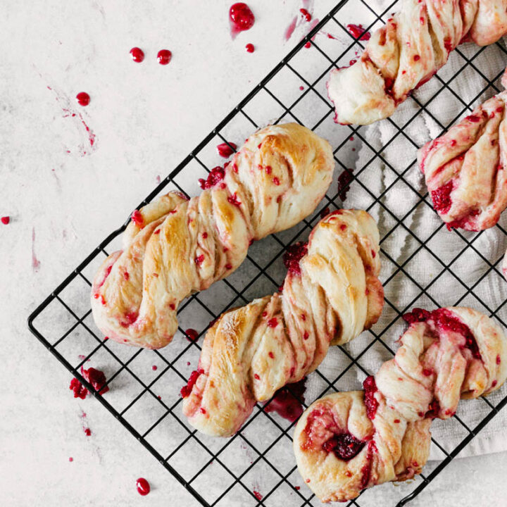 taste before beauty sweet raspberry twists layed on wire rack