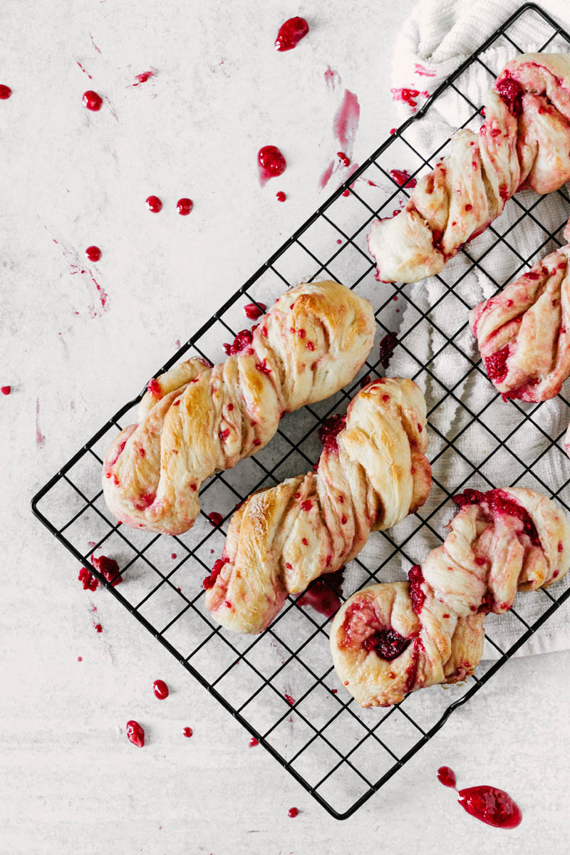 taste before beauty sweet raspberry twists layed on wire rack