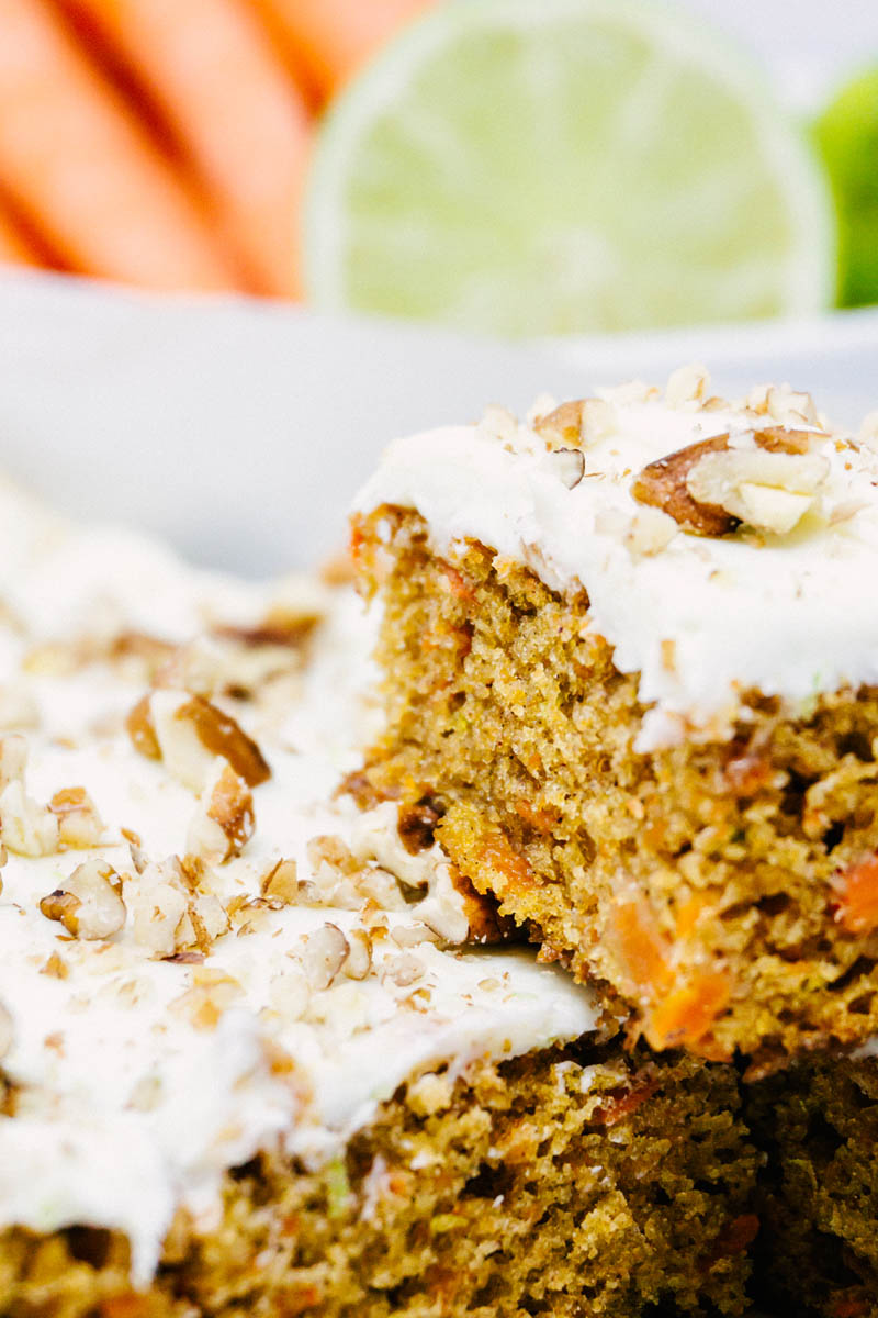 taste before beauty Carrot Cake Bars with Sweet Lime Cream Cheese Frosting stacked