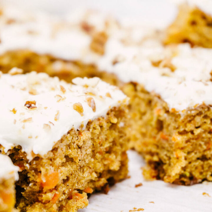 taste before beauty Carrot Cake Bars with Sweet Lime Cream Cheese Frosting on table