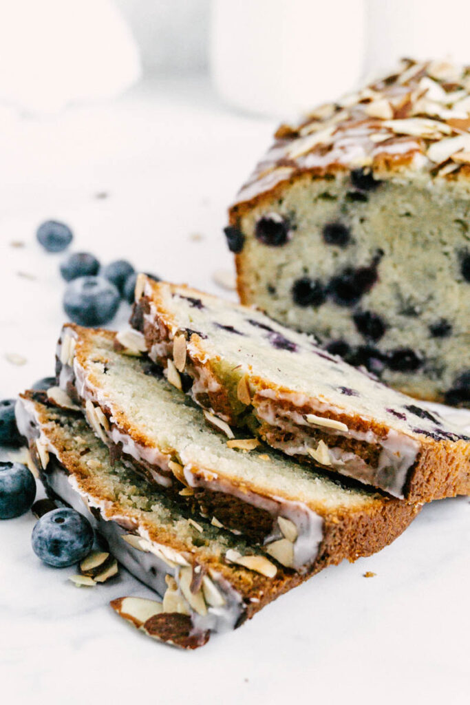 taste before beauty blueberry almond bread sliced open