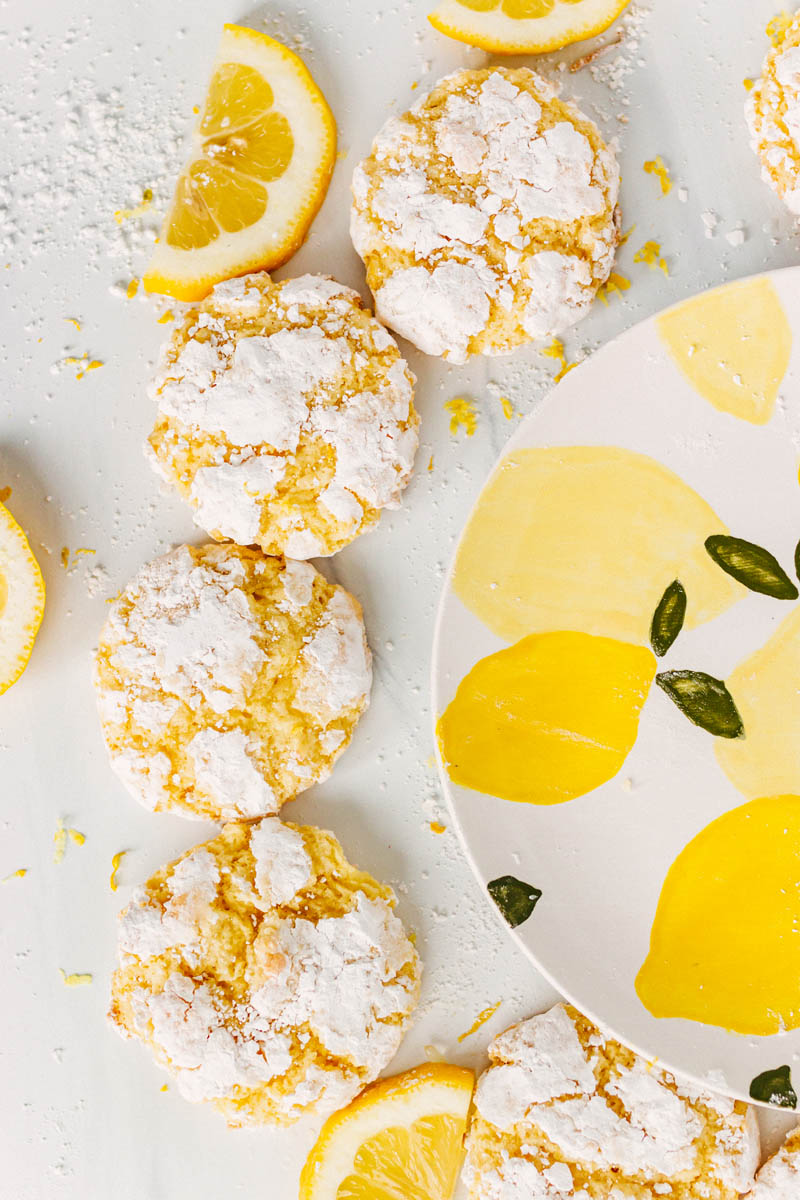 taste before beauty coconut lemon crackle cookies around lemons and lemon plate