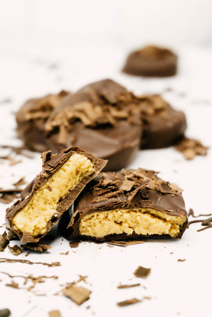 dark chocolate peanut butter eggs open