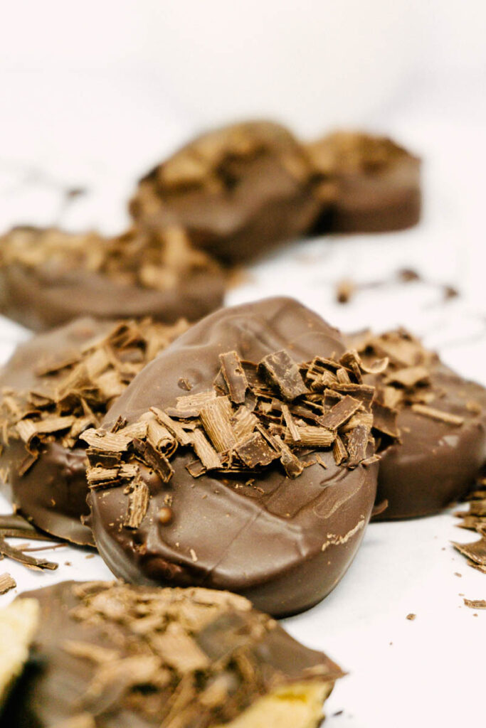 dark chocolate peanut butter eggs leaned