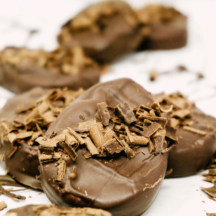 dark chocolate peanut butter eggs leaned