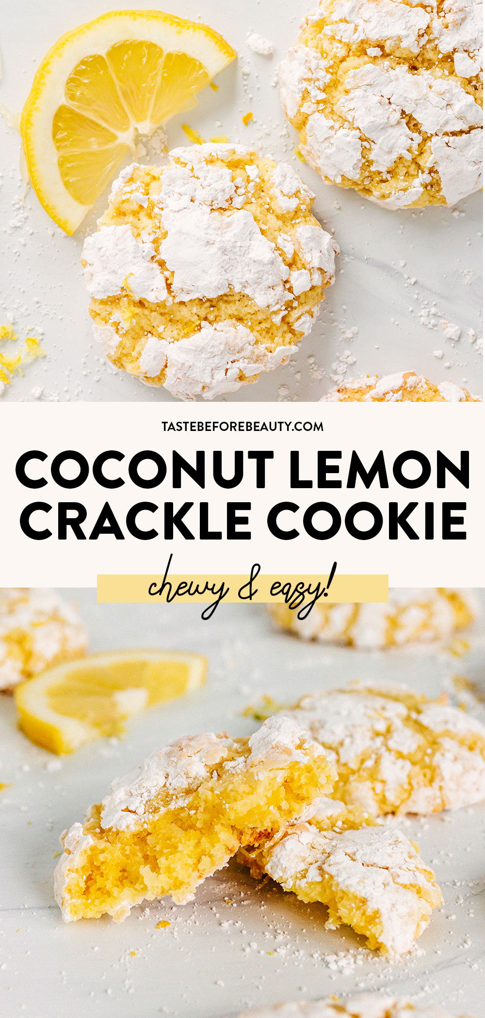 taste before beauty coconut lemon crackle cookie pinterest pin