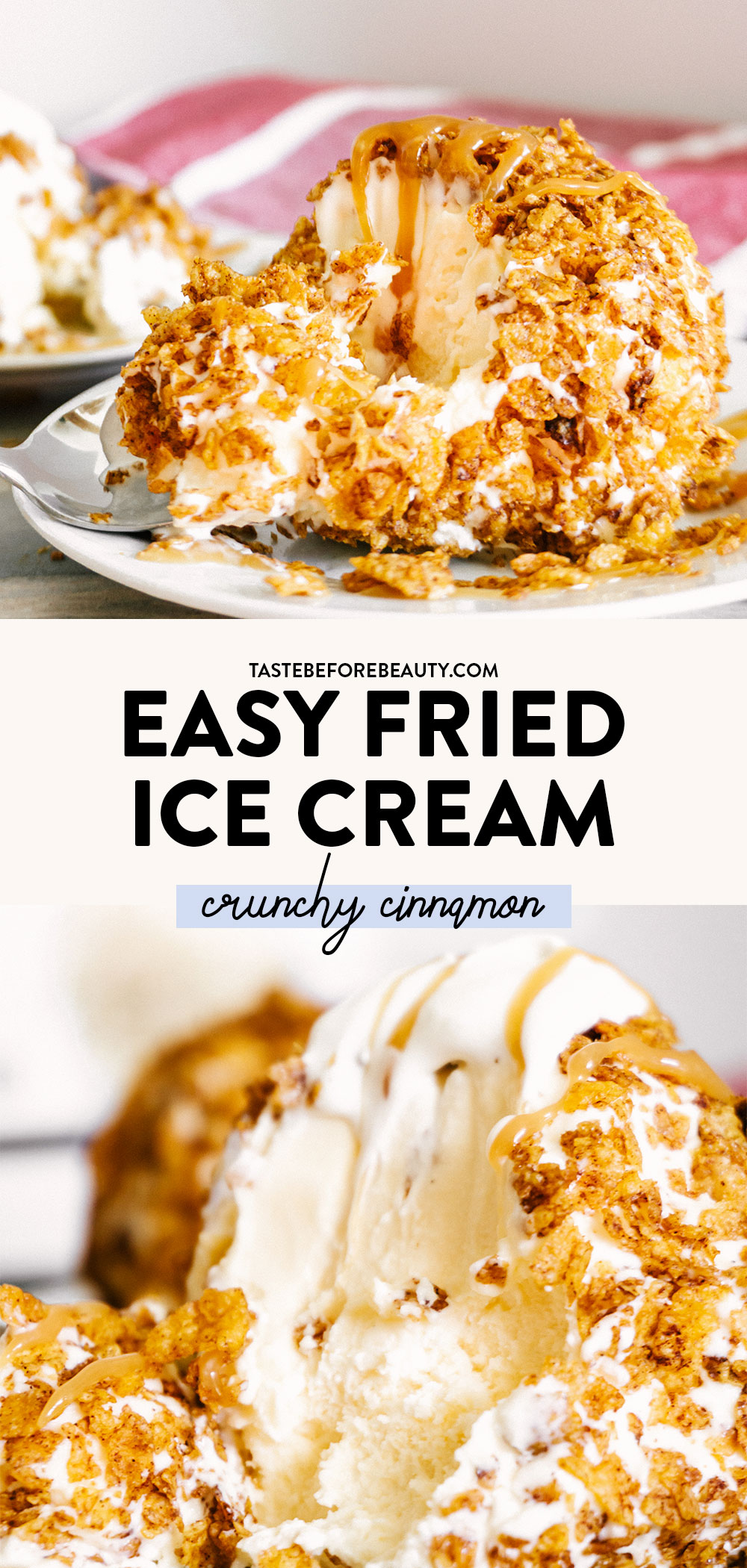 easy fried ice cream balls with cinnamon crunchy coating pinterest pin