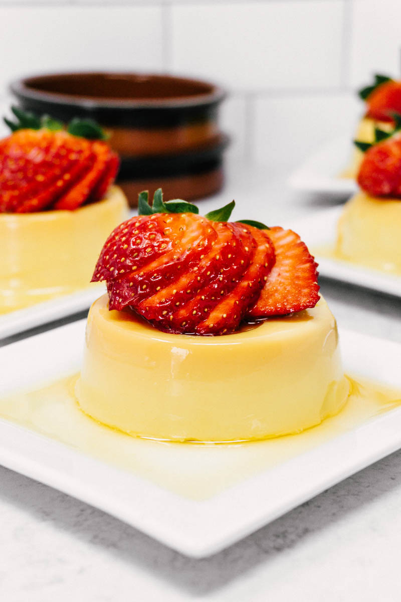 creamy flan on plate