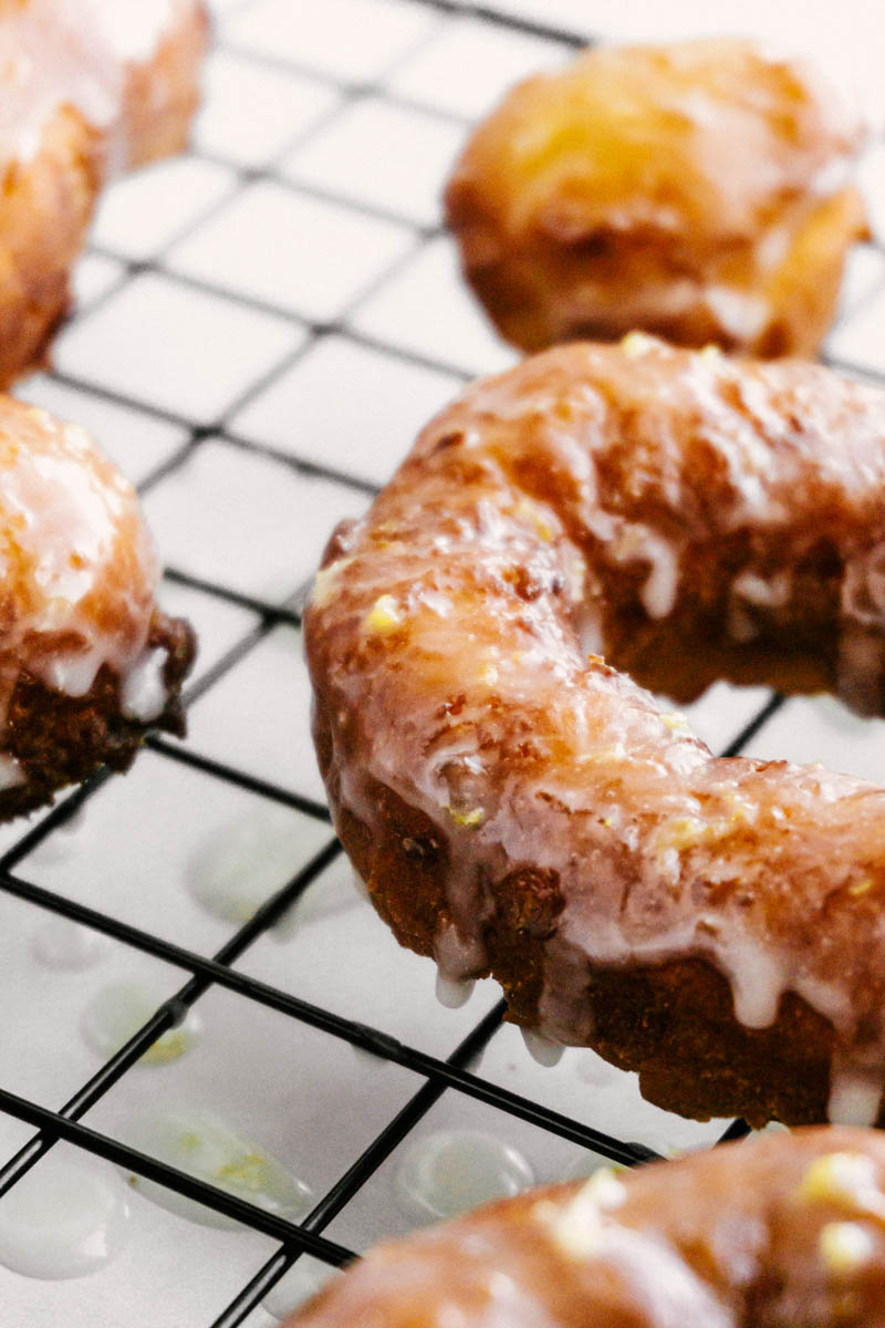 lemon greek yogurt cake donuts with glaze