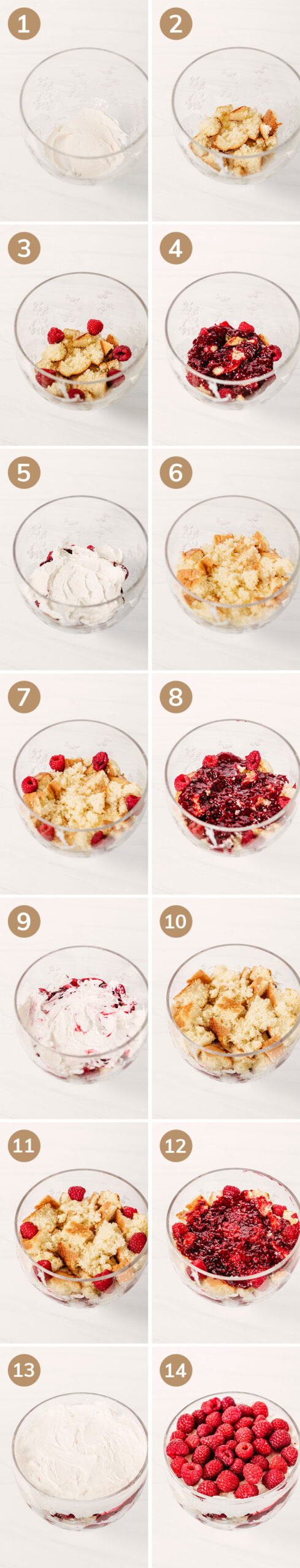 raspberry trifle step by step assembly
