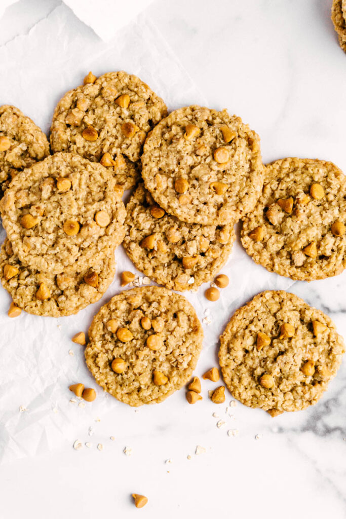 butterscotch oatmeal cookies layed on table