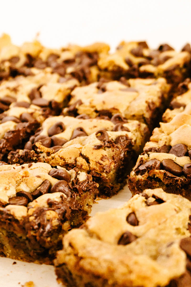 taste before beauty chocolate chip bar squares on table