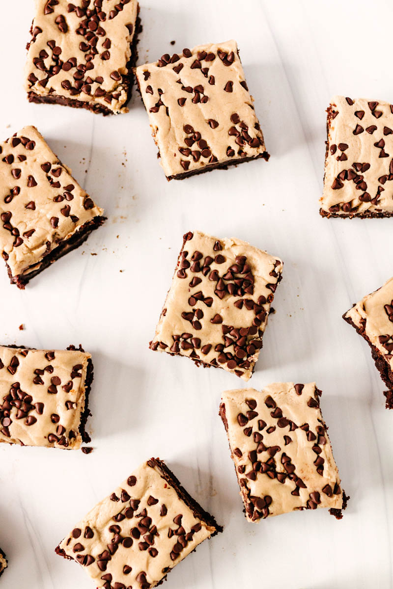 cookie dough brownies spread on table