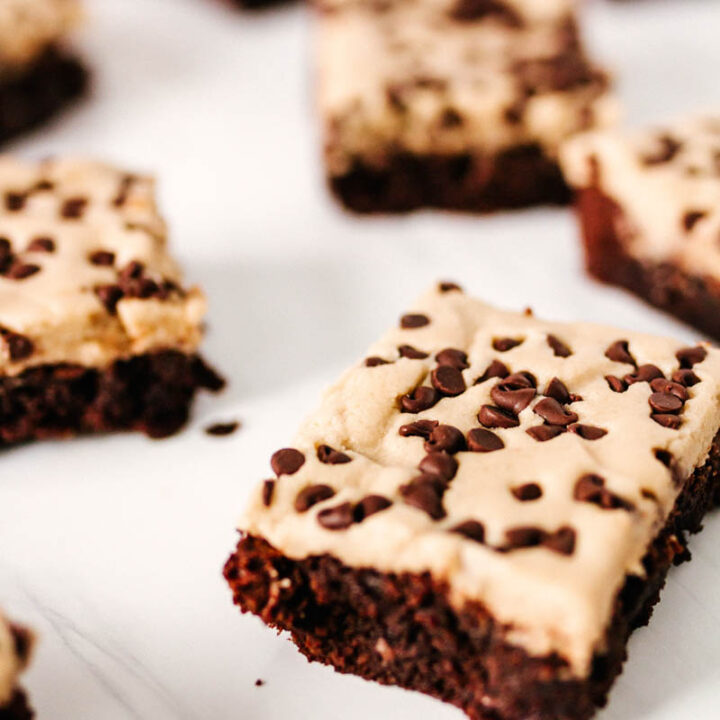 cookie dough brownies on table
