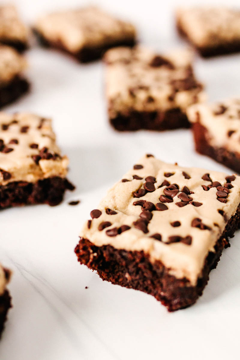 cookie dough brownies on table