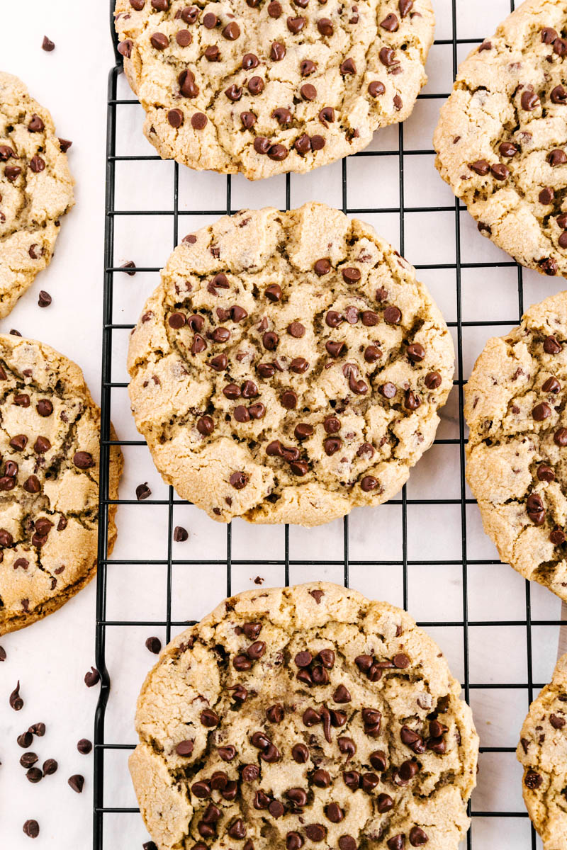 copycat hardee's chocolate chip cookies cookies on cooling wire rack