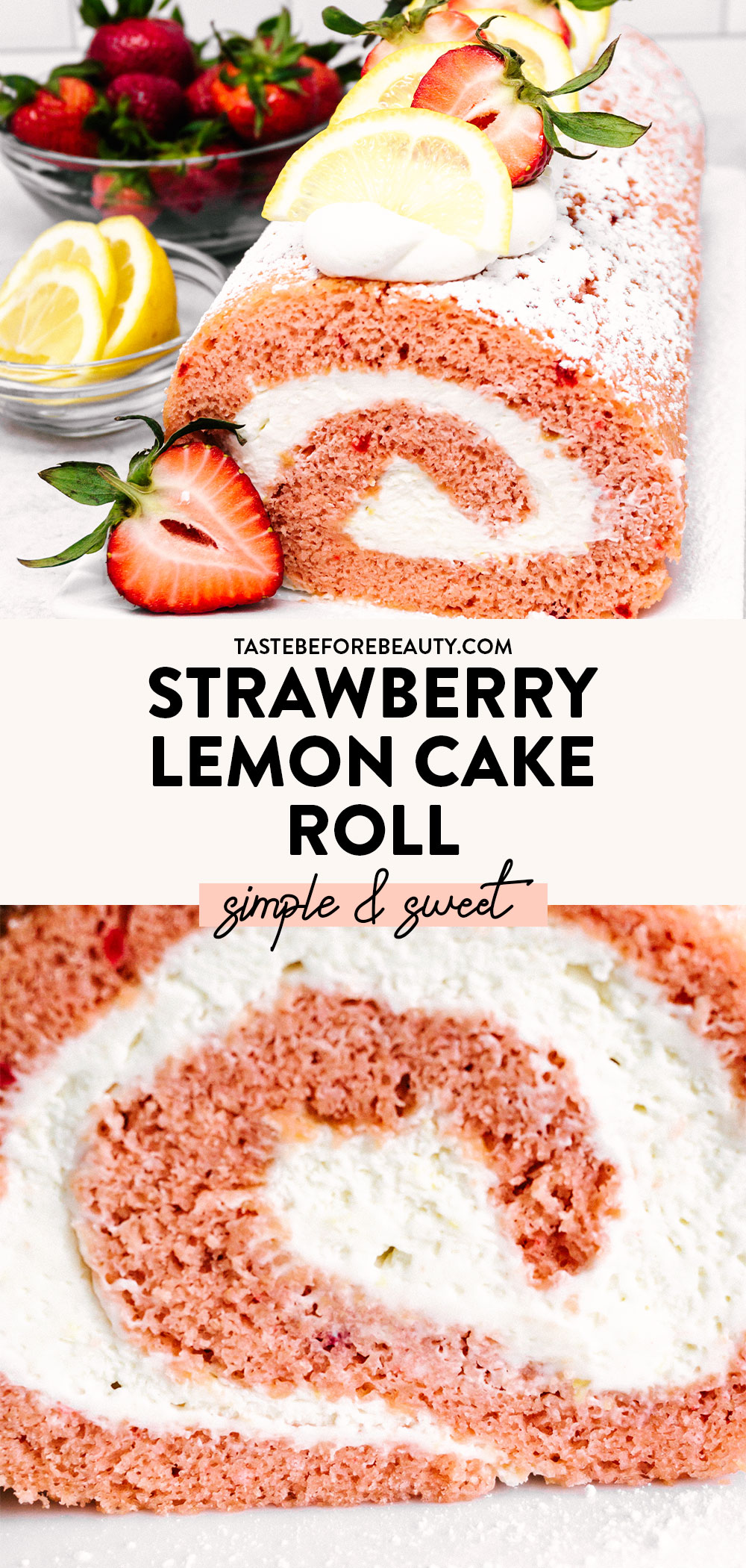 strawberry lemon cake roll pinterest pin