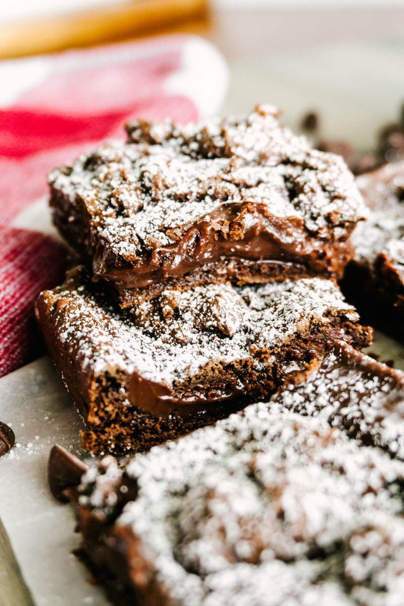 stacked gooey chocolate lava cake bars