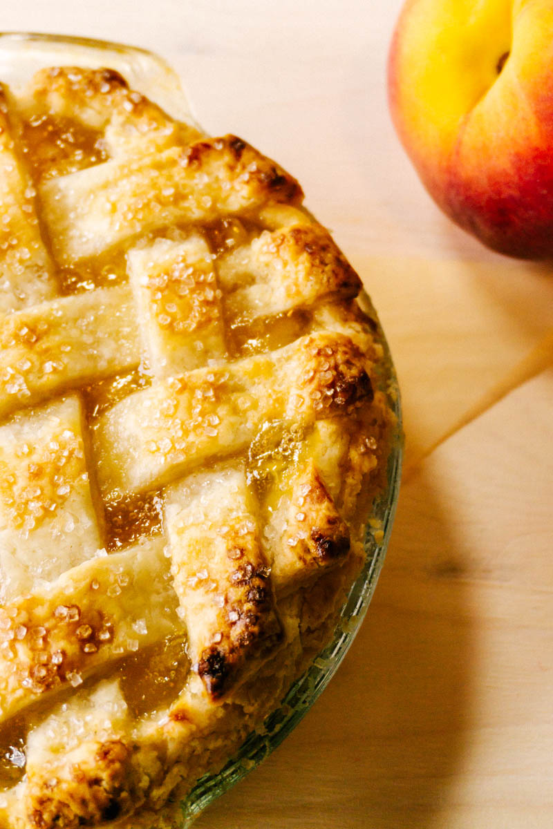 peach pie crust on the table