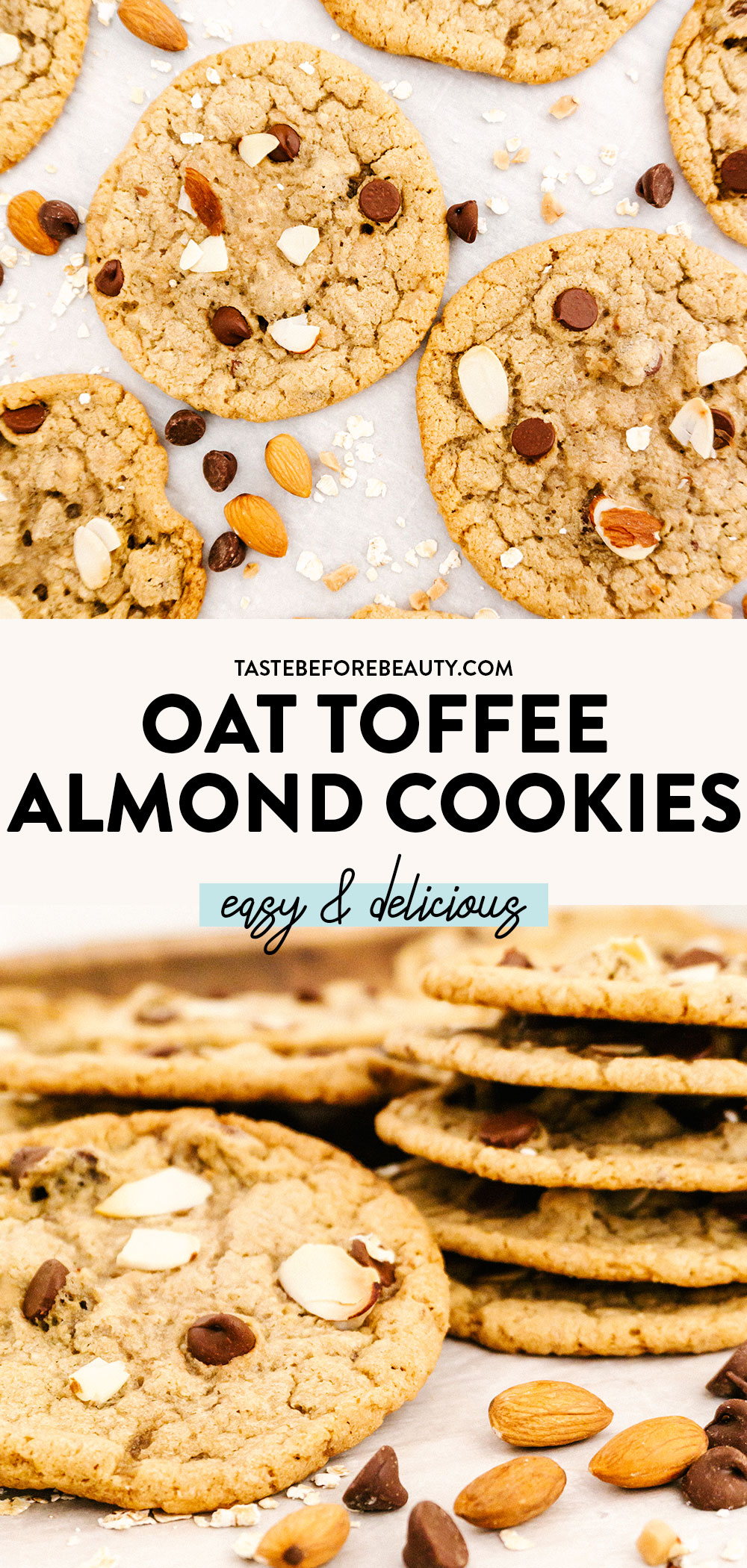 oat toffee almond cookies pinterest pin