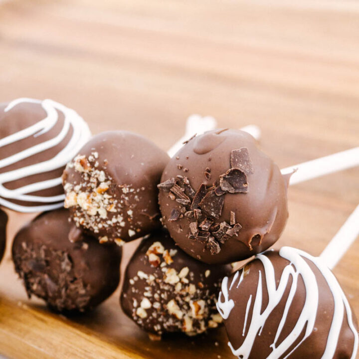 chocolate popular cake pops on table