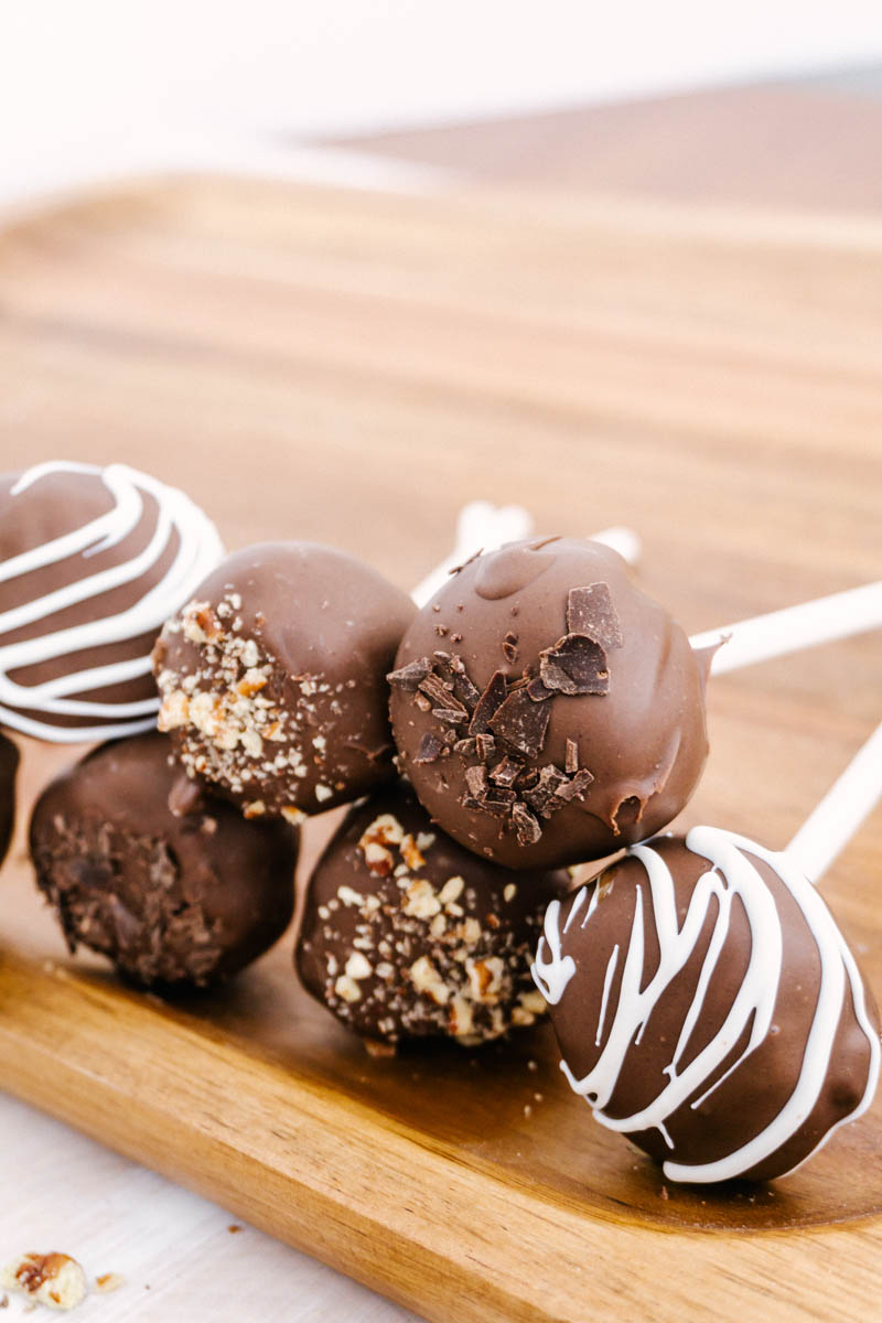 chocolate popular cake pops on table