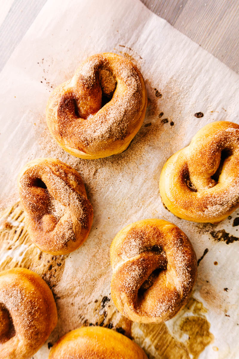 soft pretzels on parchment paper