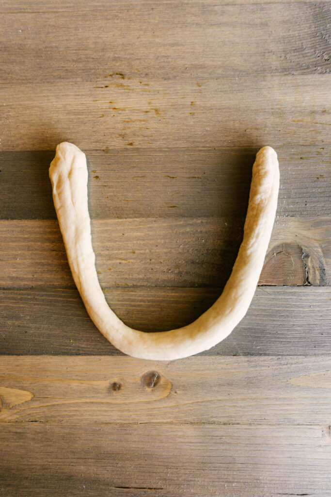 curved soft pretzel dough