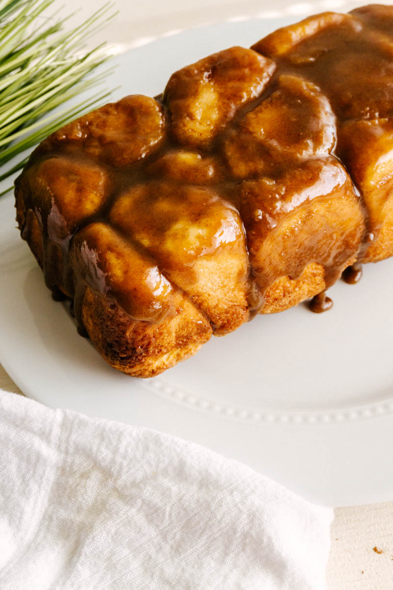 easy monkey bread on a white plate
