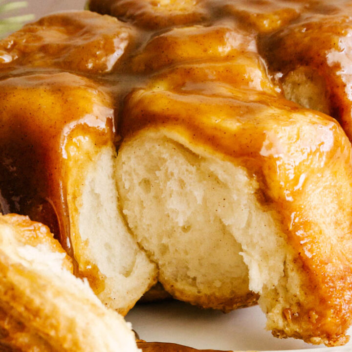 close up of easy monkey bread soft texture