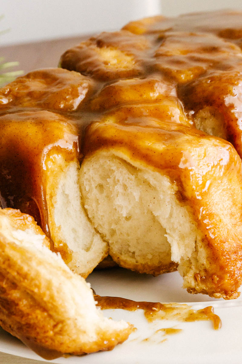 close up of easy monkey bread soft texture