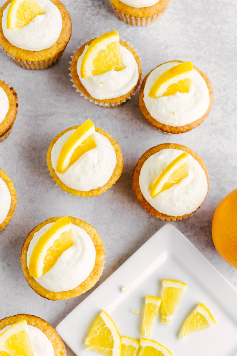 orange cream cupcakes flatlay
