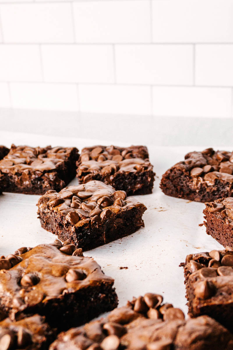 chocolate outstanding brownie squares on the table