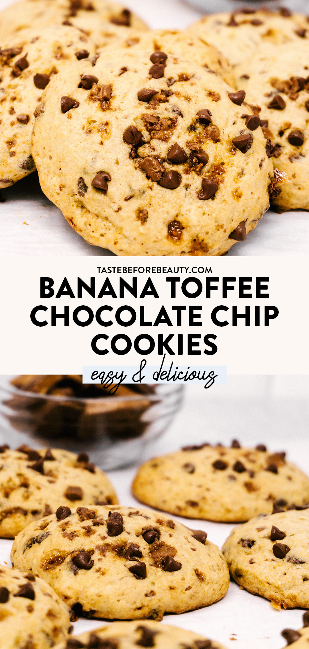 banana toffee chocolate chip cookies pinterest pin