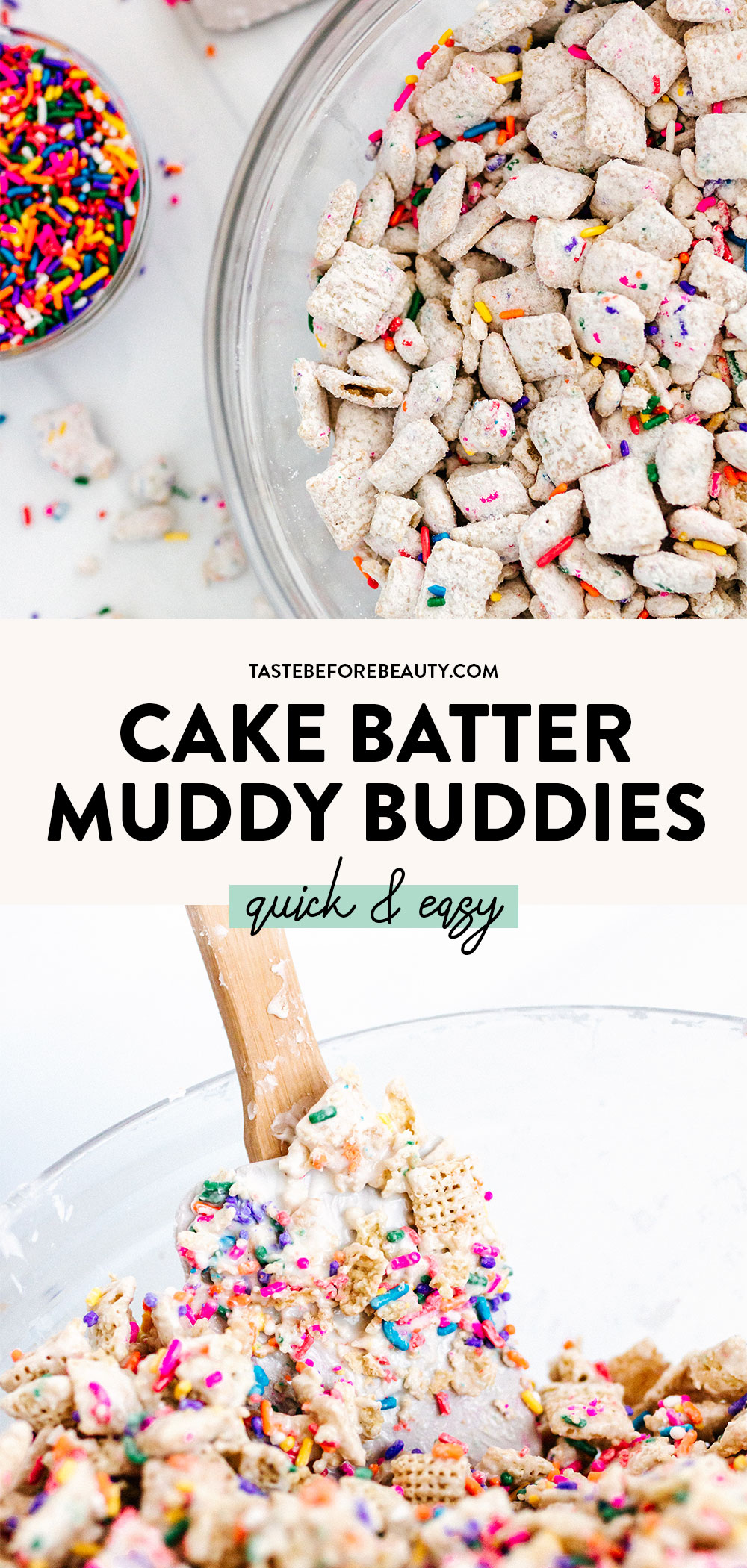 cake batter muddy buddies pinterest pin